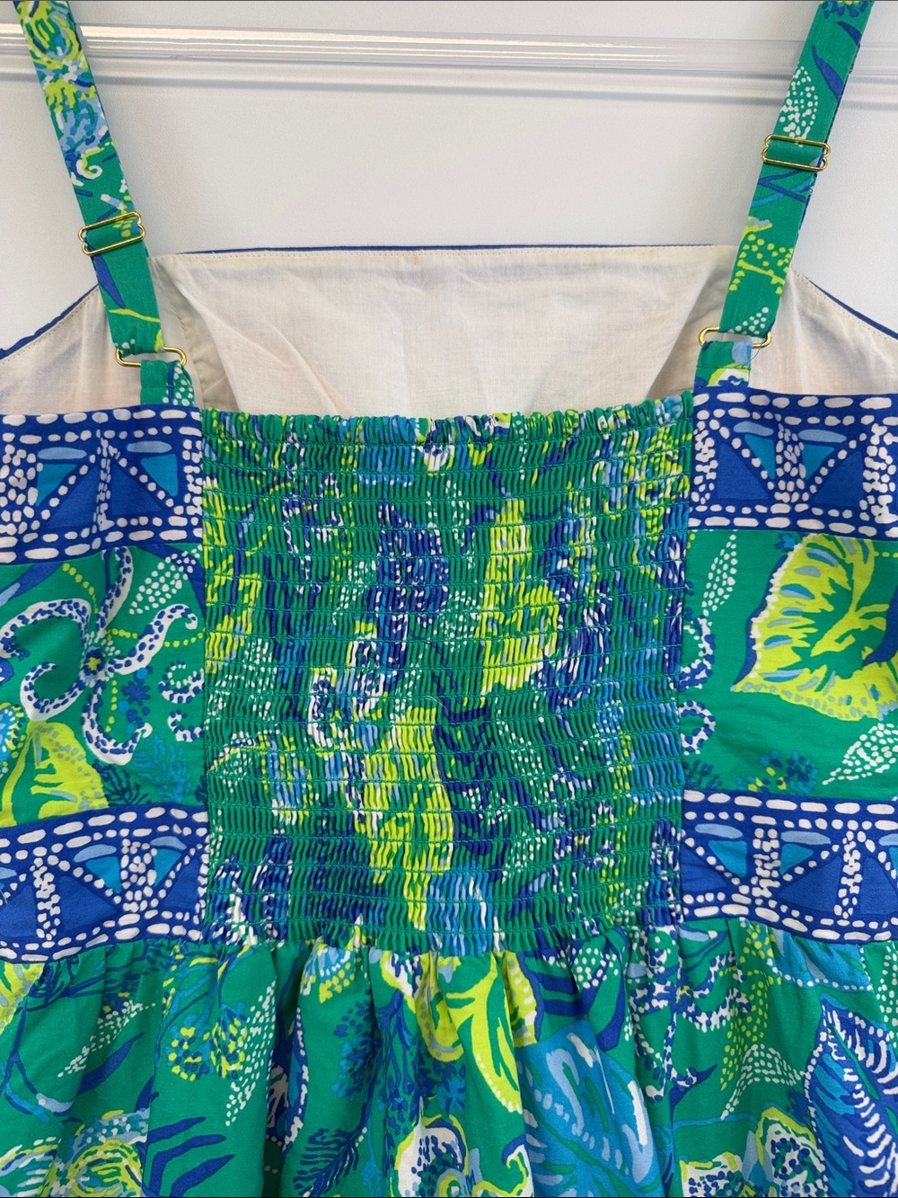 Lilly Pulitzer Casidee Tropical Floral Cotton Sundress Blue Green Size 2 - Picture 9 of 10